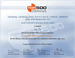Top500 certificate